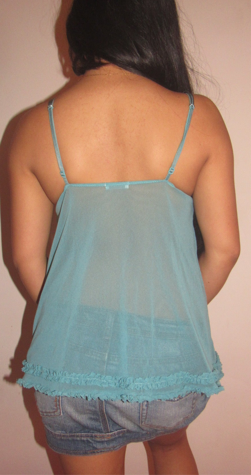 Oysho blue mesh cami