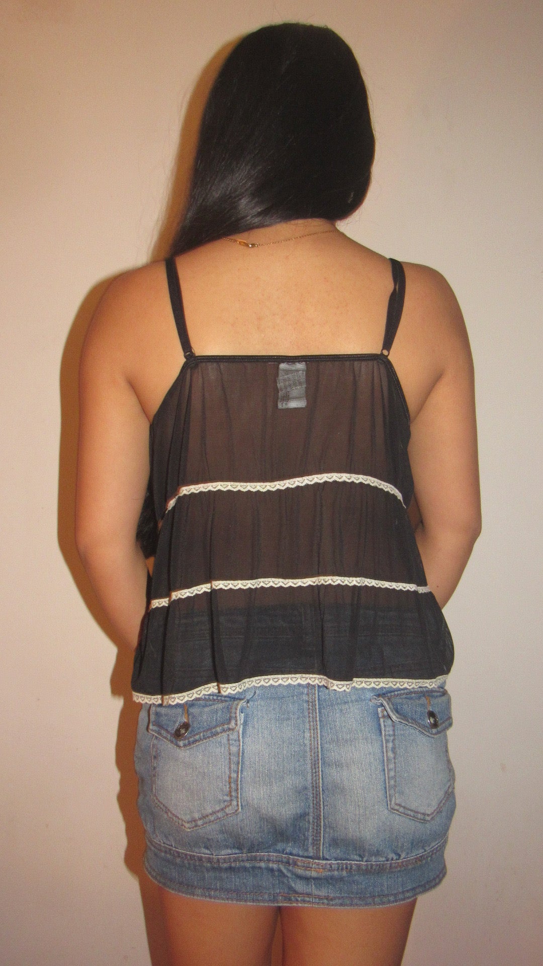 Black mesh cami