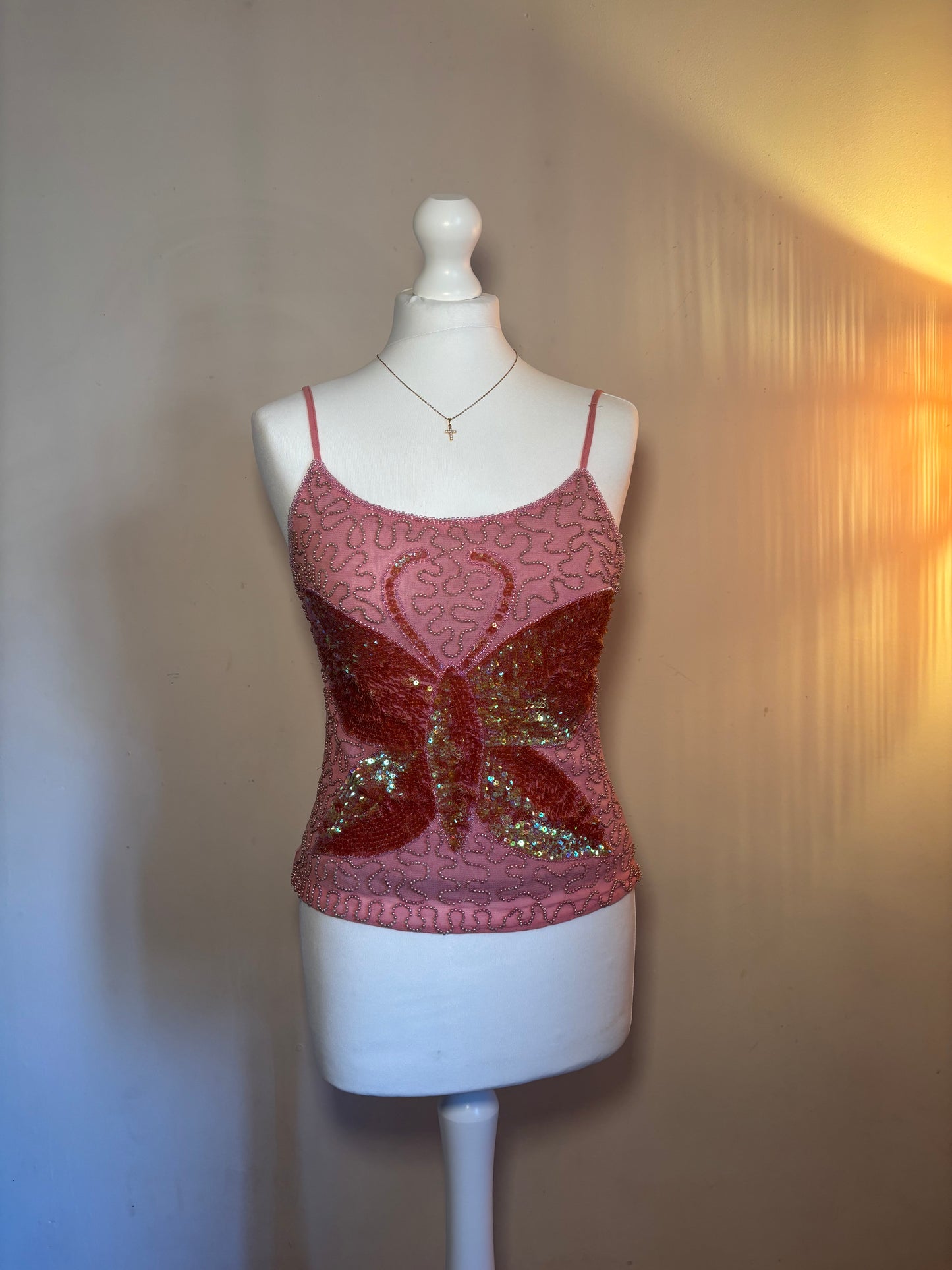 Pink beaded cami top