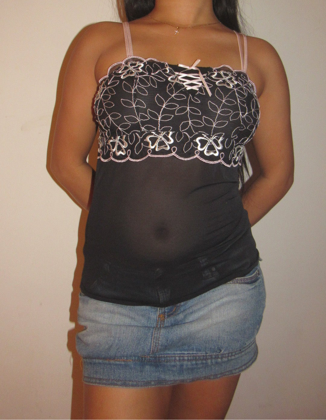 Black and pink cami top