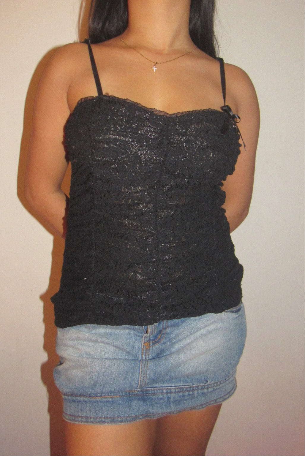 Black ruched cami top