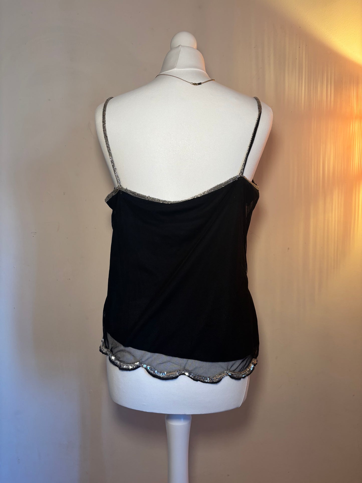 Black beaded butterfly cami top