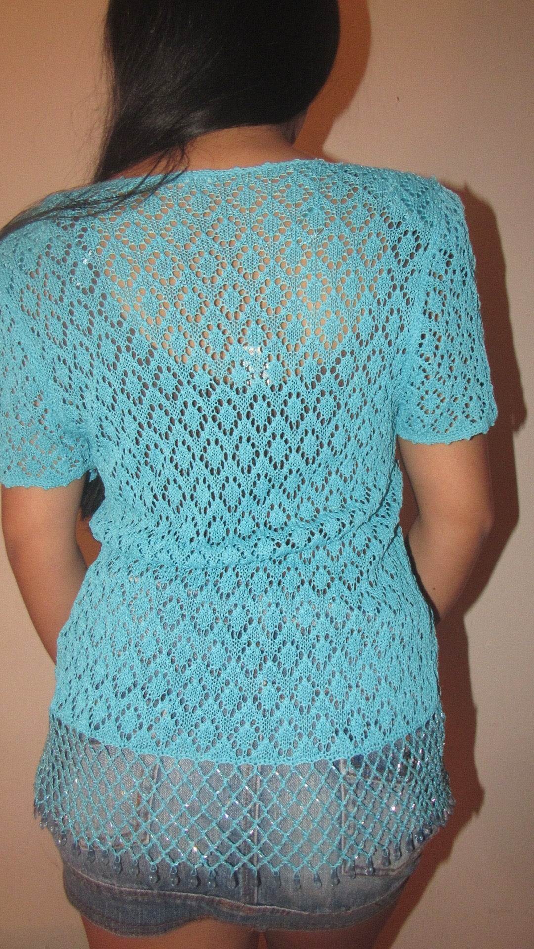 Blue crochet cover up
