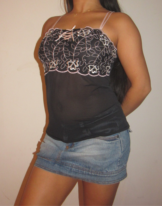 Black and pink cami top
