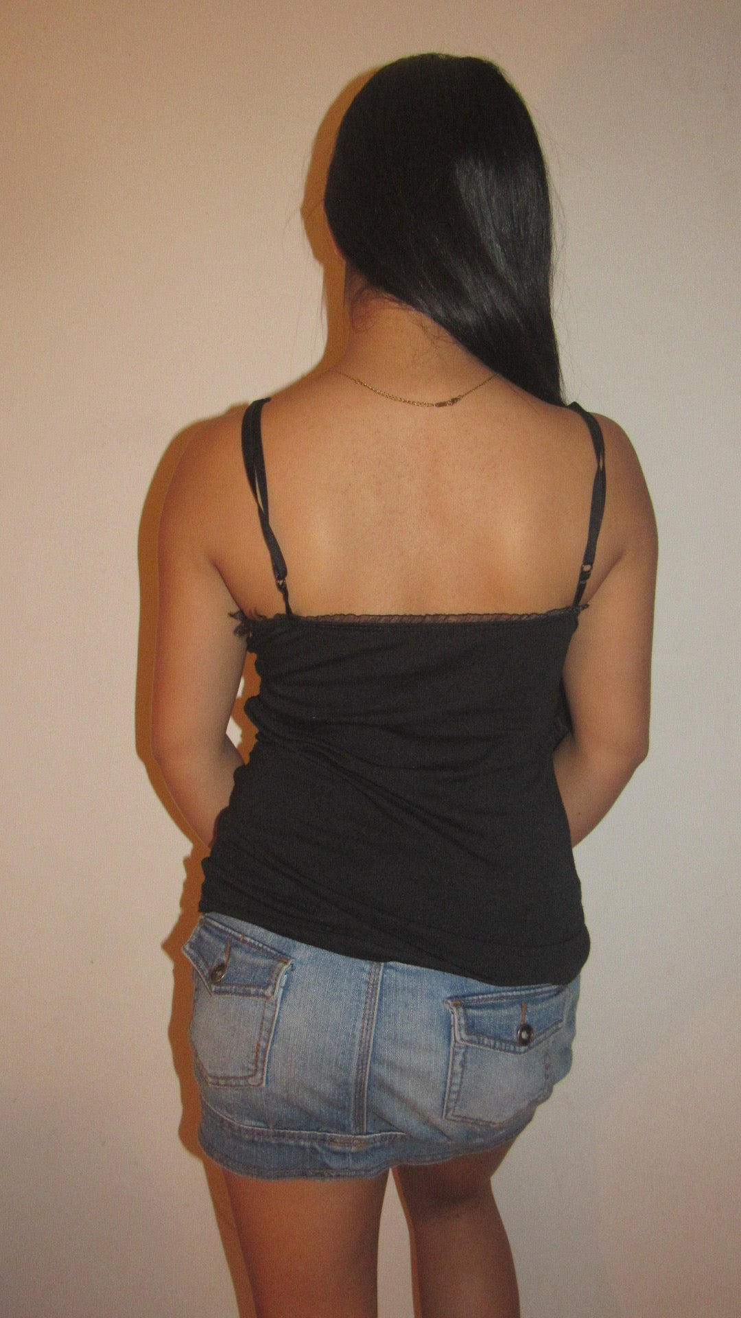 Black ruched cami top
