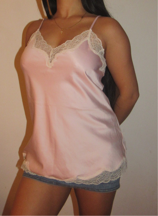 Oysho pink satin top