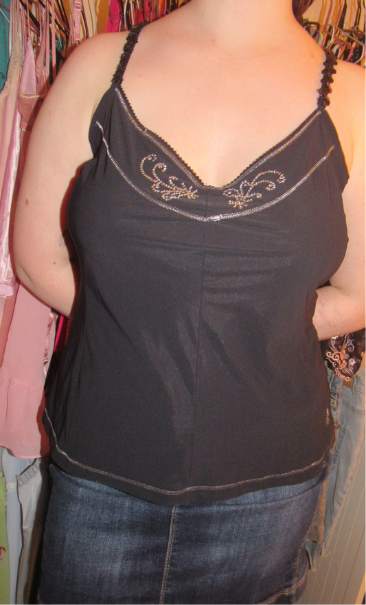 Black cami with sequin detailing