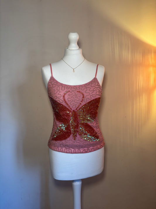 Pink beaded cami top