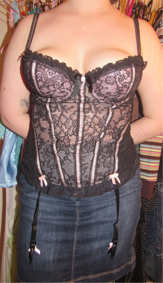 Black bustier with pink detailing
