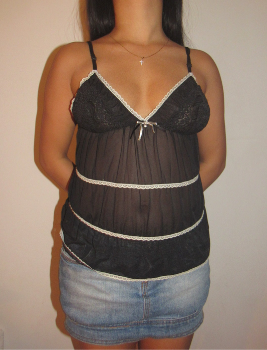 Black mesh cami