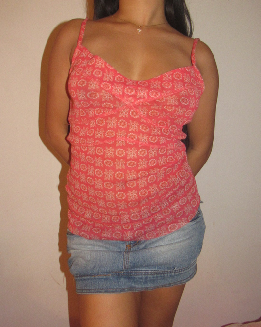 Orange mesh cami