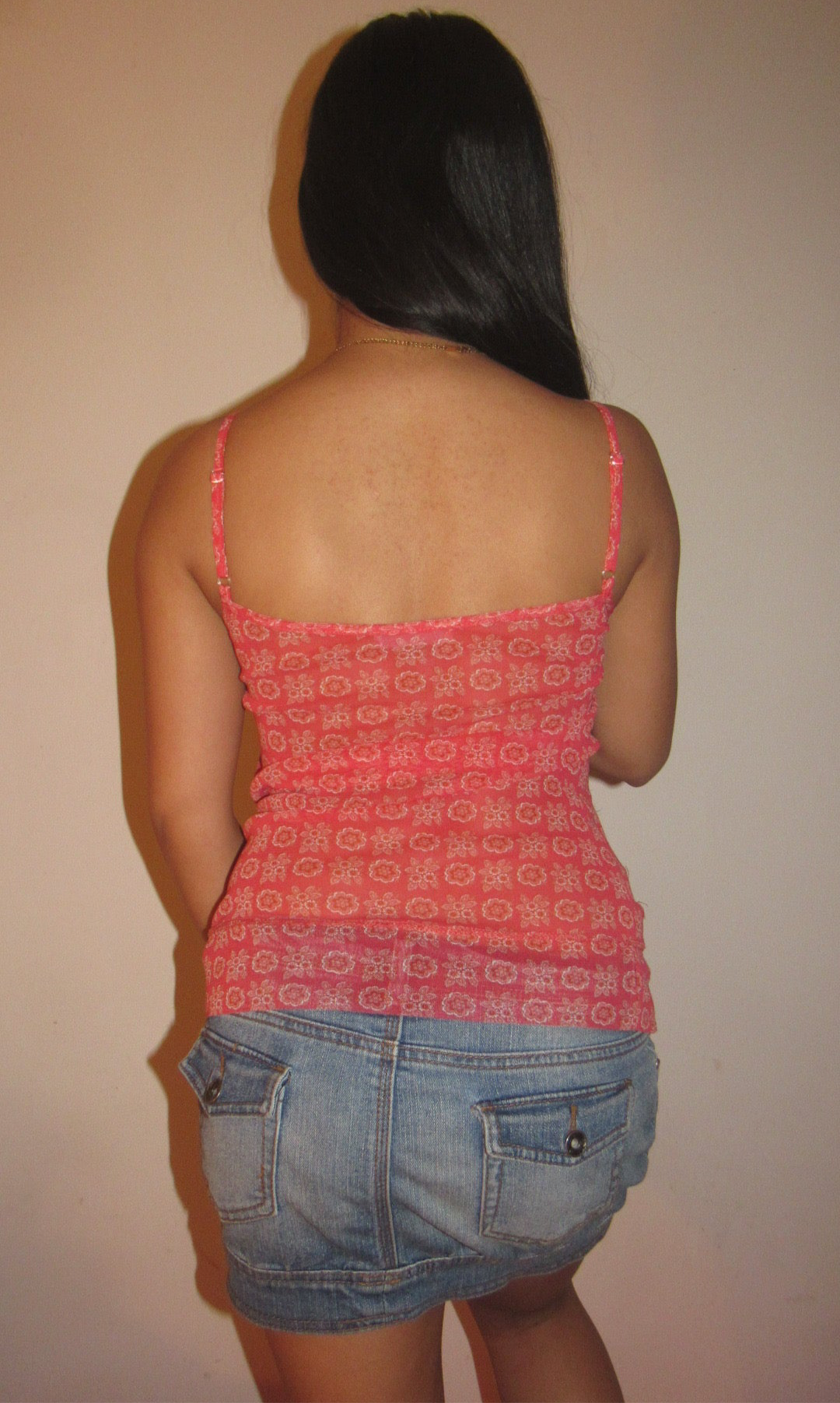 Orange mesh cami