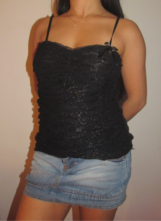 Black ruched cami top