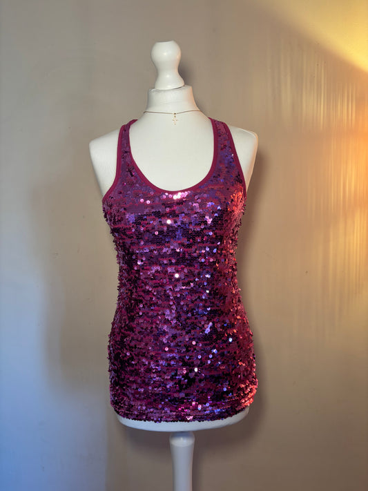 Pink sequin tank top